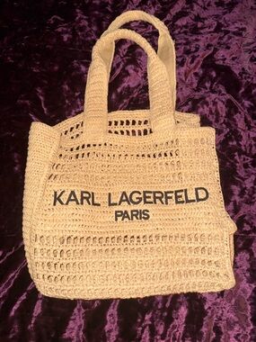 Karl Lagerfeld straw beige shoulder bag